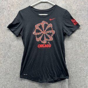 Nike Chicago Marathon Shirt Womens Medium Black Dri Fit 2017 Running Tee